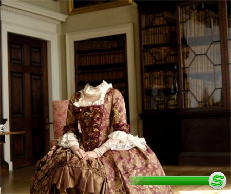  Женский шаблон - Герцогиня в комнате в платье 