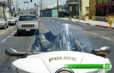  Шаблон psd мужской - По дорогам на мотоцикле полиции 