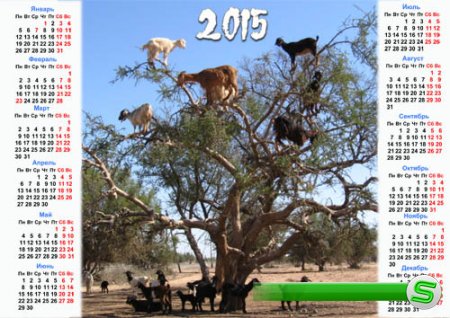  Календарь на 2015 год - Козы на дереве 