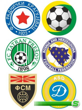 Логотипы футбольных команд: Албания, Босния и Грцеговина, Македония, Словакия, Словения, Югославия