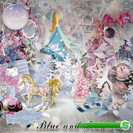 Рождественский скрап-набор - Blue And Pink Xmas 