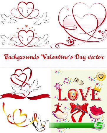 Любовь и Голуби в векторе - День святого Валентина