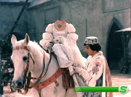  Шаблон для фотошопа - Золушка и принц на коне 