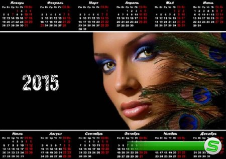  Девушка на черном фоне - На 2015 год календарь 