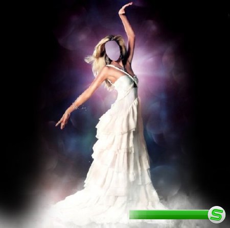  Шаблон для Photoshop - Изысканная девушка в красивом платье белом 