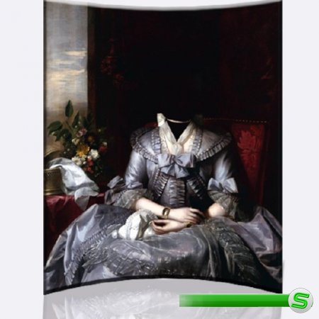  Шаблон для Photoshop - Старинный женский костюм барышни 