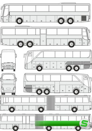 Автобусы Setra - векторные отрисовки в масштабе
