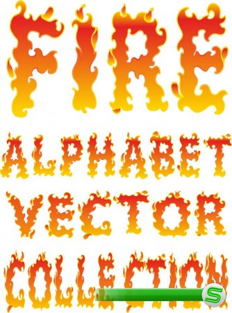 Алфавит в векторе: Огонь, языки пламени