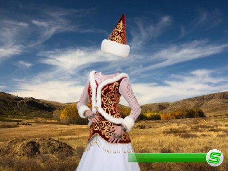  Шаблон женский - В традиционном костюме Казахстана 