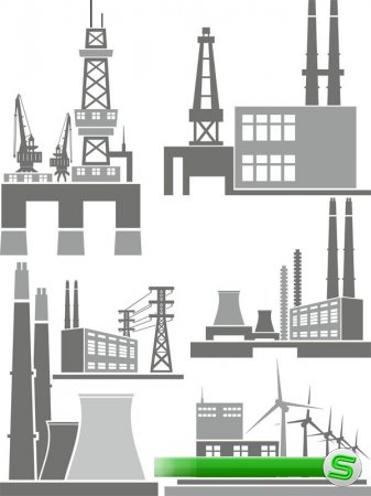 Индустриальные строения и сооружения (вектор)