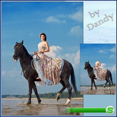 Шаблон для фотошопа - девушка верхом на коне