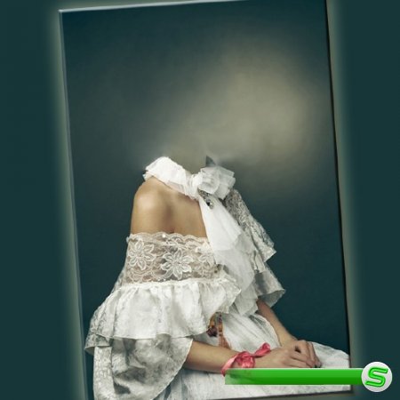  Шаблон для фотомонтажа - В женское белом платье 