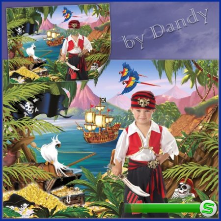 Шаблон для фотошопа - Пират на острове сокровищ
