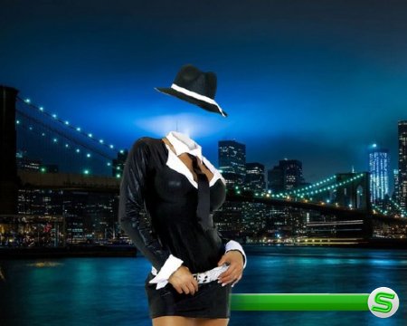  Шаблон женский - Девушка с шляпой в Нью-Йорке 