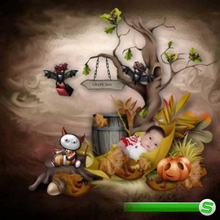 Осенний хэллоуин скрап-набор - Маленькие монстры 