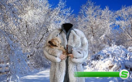  Прогулка зимняя с собачкой - шаблон для девушек 