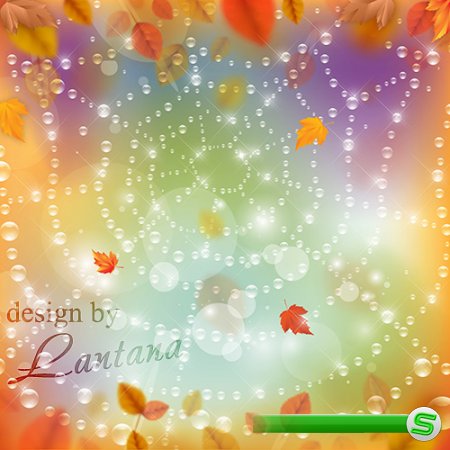 PSD исходник - Осенняя роса на листьях пожелтевших
