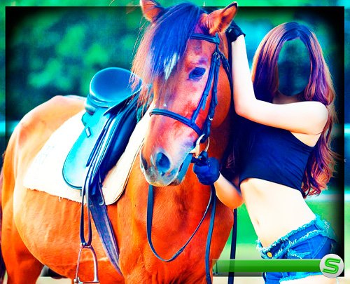 Шаблон для фотошопа - Любительница лошадей