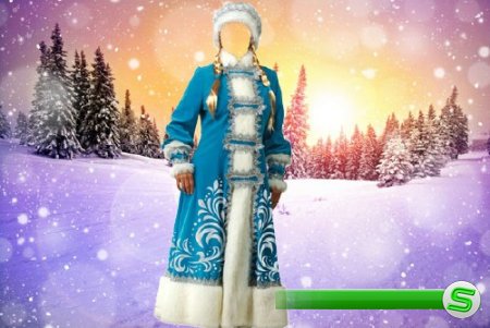  Женский шаблон - Снегурочка в синем костюме 