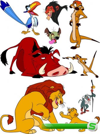 Персонажи мультфильма "Король Лев" (векторные отрисовки)
