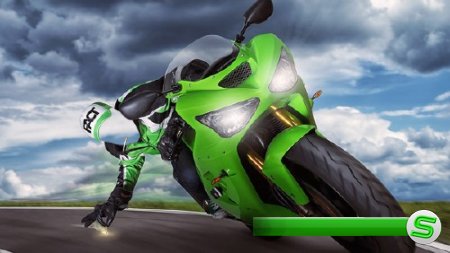  Photoshop шаблон - Лихач на мотоцикле 