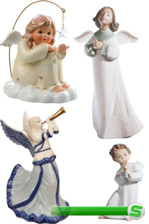 Ангелочки статуэтки и куклы (прозрачный фон)