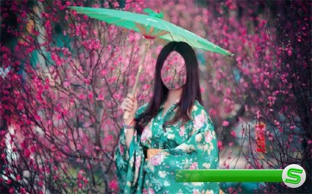  Шаблон для девушек - Девушка в красивом кимоно 