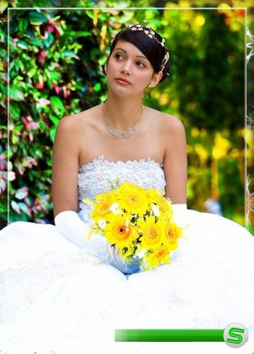 Psd для фотошопа - Красивая невеста с цветами
