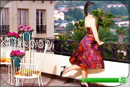 Костюм для фотошопа - В сарафане на балконе