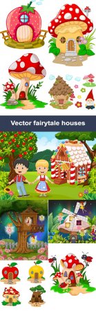 Векторный клипарт сказочные домики| Vector clipart fairytale houses