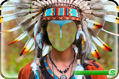 Psd шаблон - Девушка индейского племени