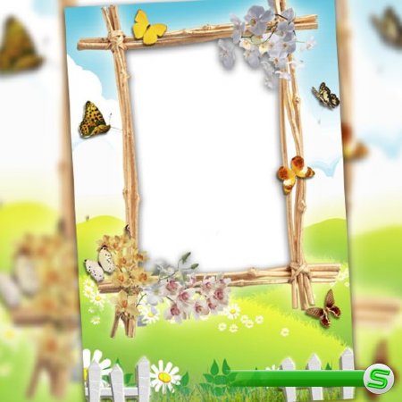  Фоторамка для фотошопа - Весенние бабочки 