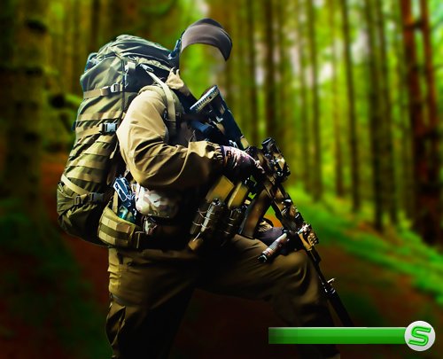 Шаблон для фотошопа - Лесной снайпер