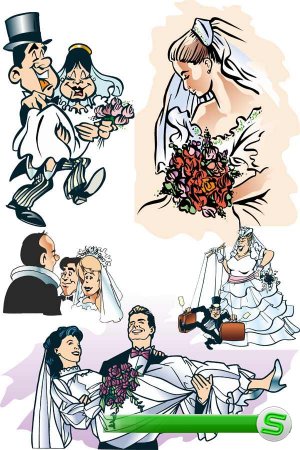 Свадьба, венчание и помолвка (вектор)