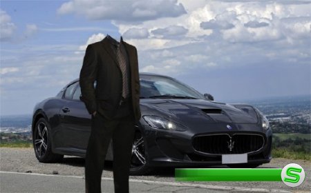  PSD шаблон для мужчин - На крутой Maserati 