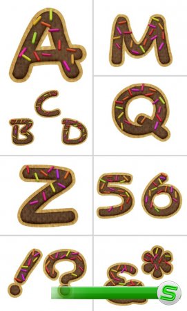 Алфавит (буквы в виде печенья на прозрачном фоне)
