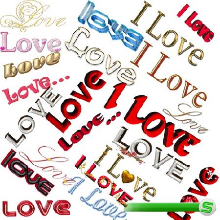 Романтический клипарт - Надпись LOVE в различных стилях