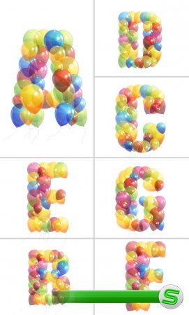 Алфавит (буквы в виде воздушных шаров на прозрачном фоне)