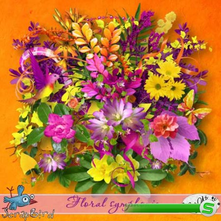 Яркий цветочный скрап-набор - Цветочная симфония