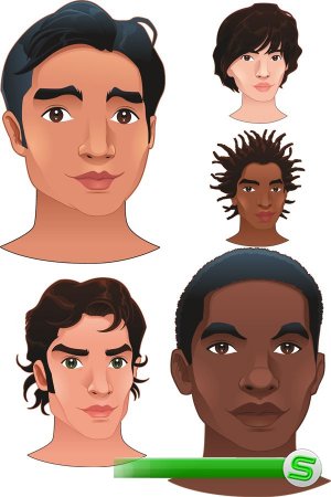Лицо мужчины (разные расы) вектор