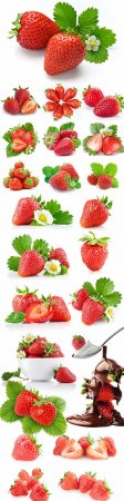Juicy strawberries on a white background