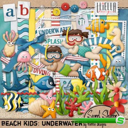 Детский скрап-набор - Дети на пляже: Подводное царство