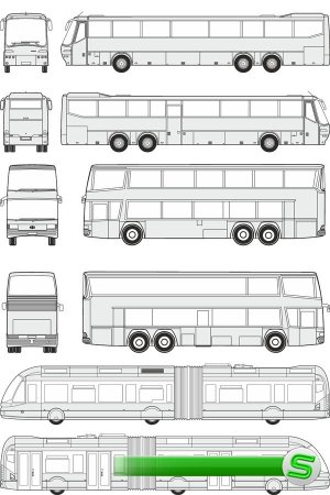 Автобусы  BOVA, DROEMGOELLER, IRISBUS - векторные отрисовки в масштабе