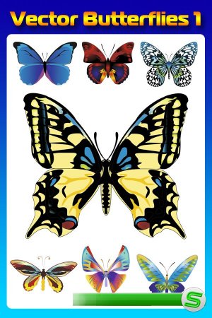 Бабочки (насекомые в векторе) часть первая