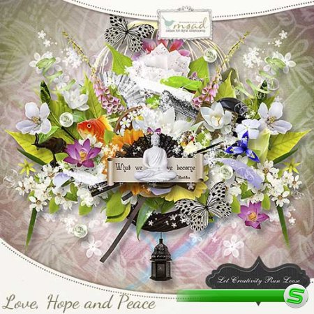 Цветочный скрап-набор - Любовь, надежда и мир
