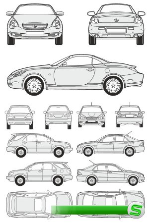 Автомобили Lexus - векторные отрисовки в масштабе
