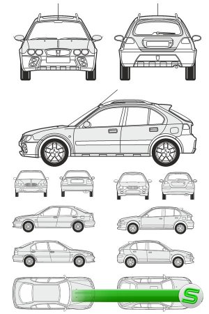 Автомобили Rover - векторные отрисовки в масштабе