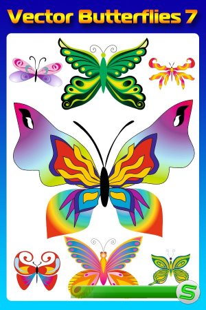 Бабочки (насекомые в векторе) часть седьмая