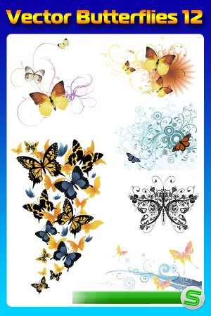 Бабочки (насекомые в векторе) часть двенадцатая