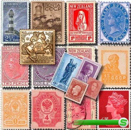Клипарты на прозрачном фоне - Почтовые марки